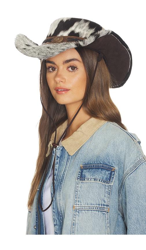 lamarque x revolve flynn cow hair cowboy hat in white,black.