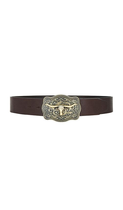lamarque x revolve rodeo buckle belt in brown.