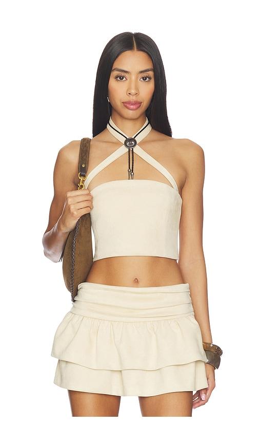 lamarque x revolve seely faux suede bustier top in cream.
