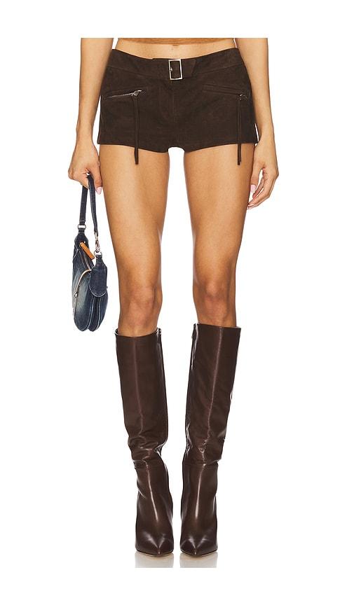 lamarque x revolve winona suede short in chocolate.