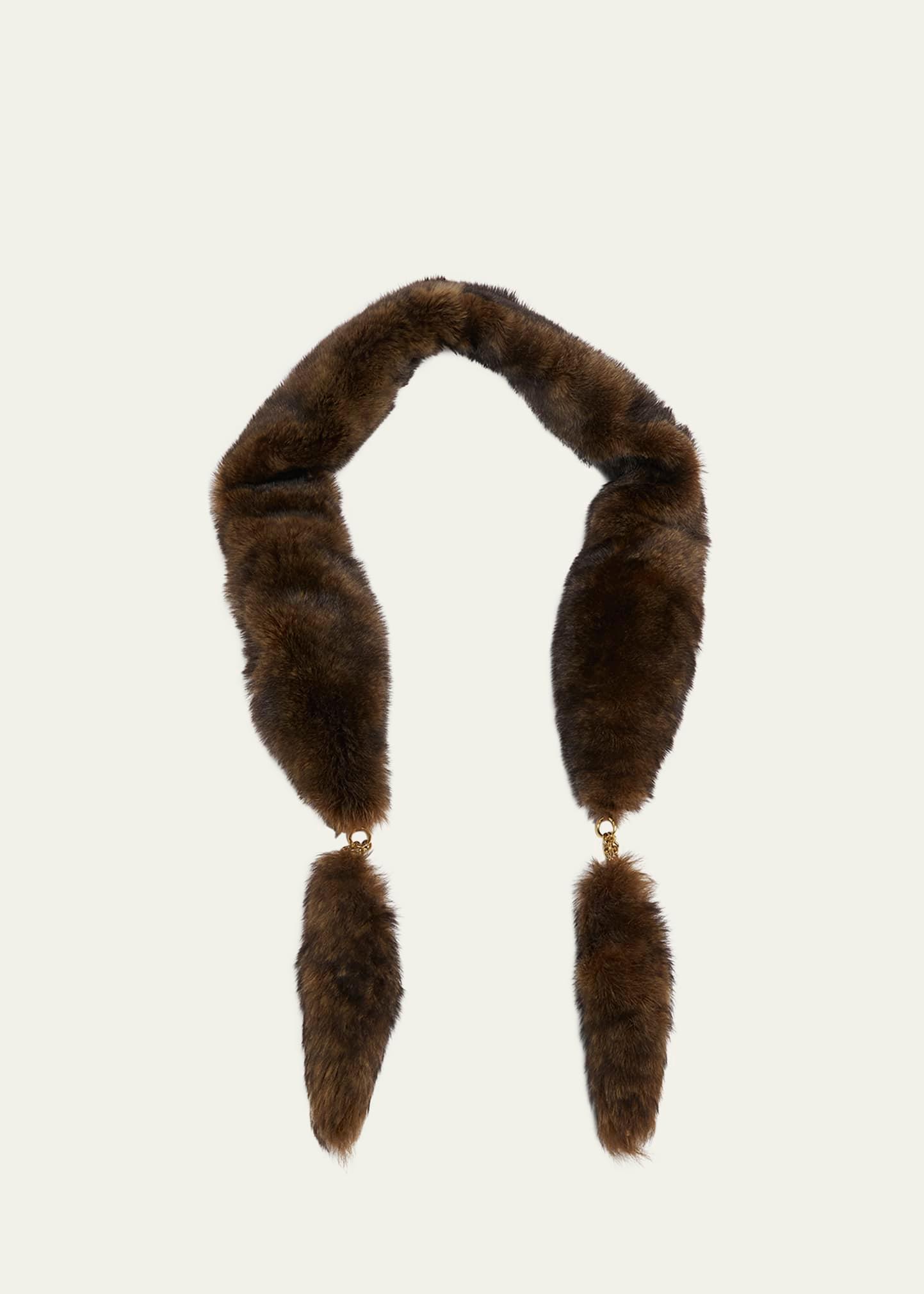 lamb shearling chain-tails scarf