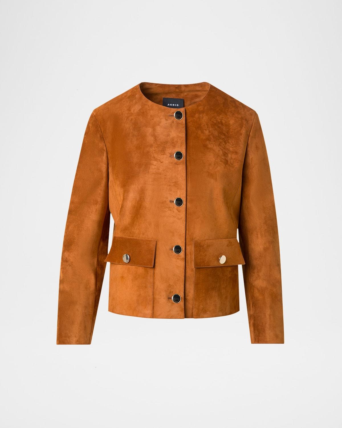 lamb suede single-breasted winter jacket