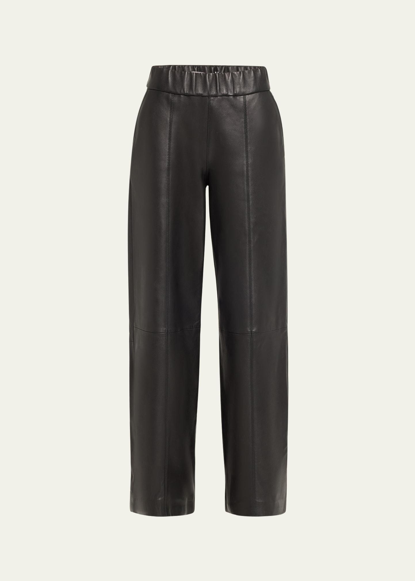 lambskin leather wide-leg trousers