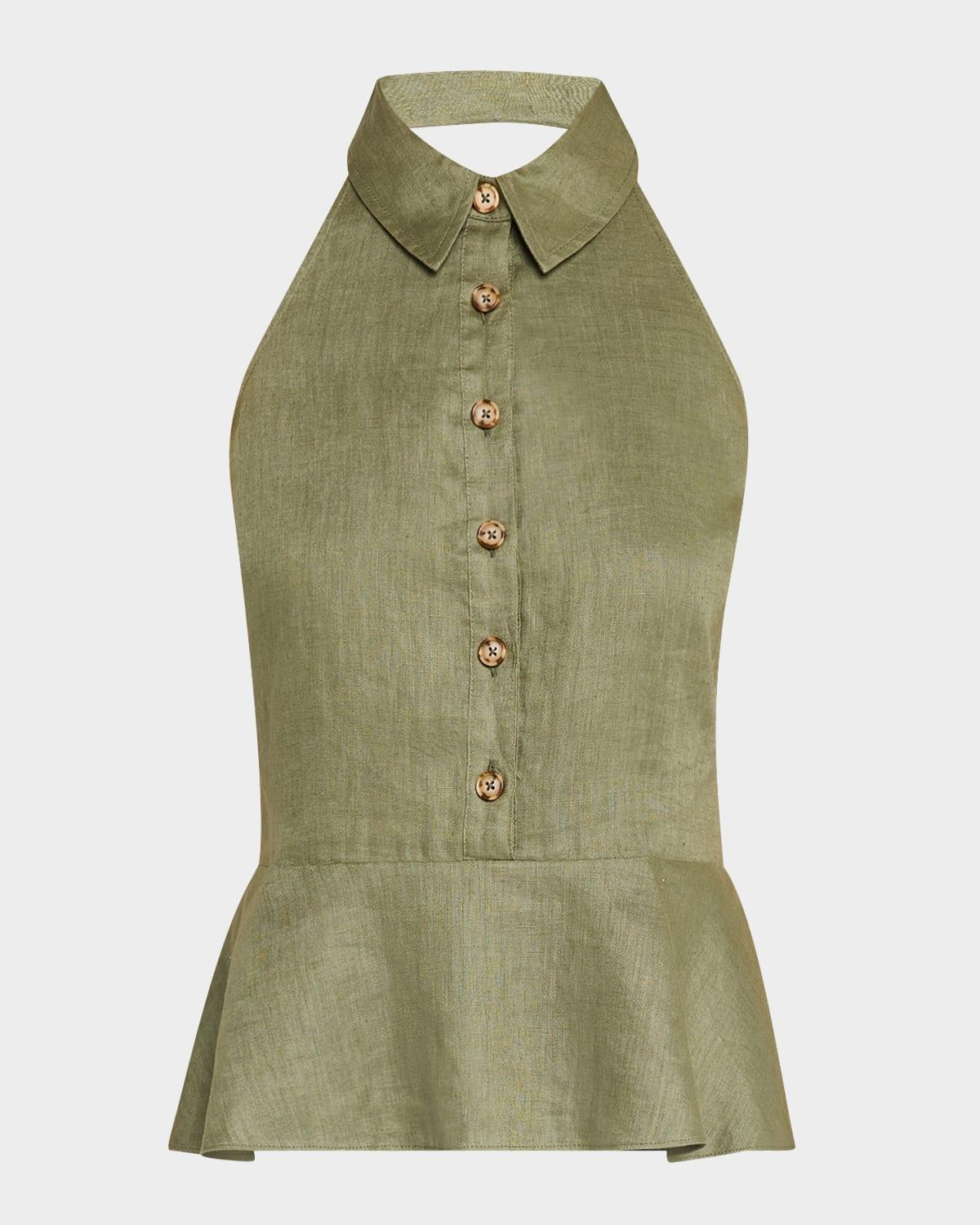 lancaster sleeveless linen peplum top