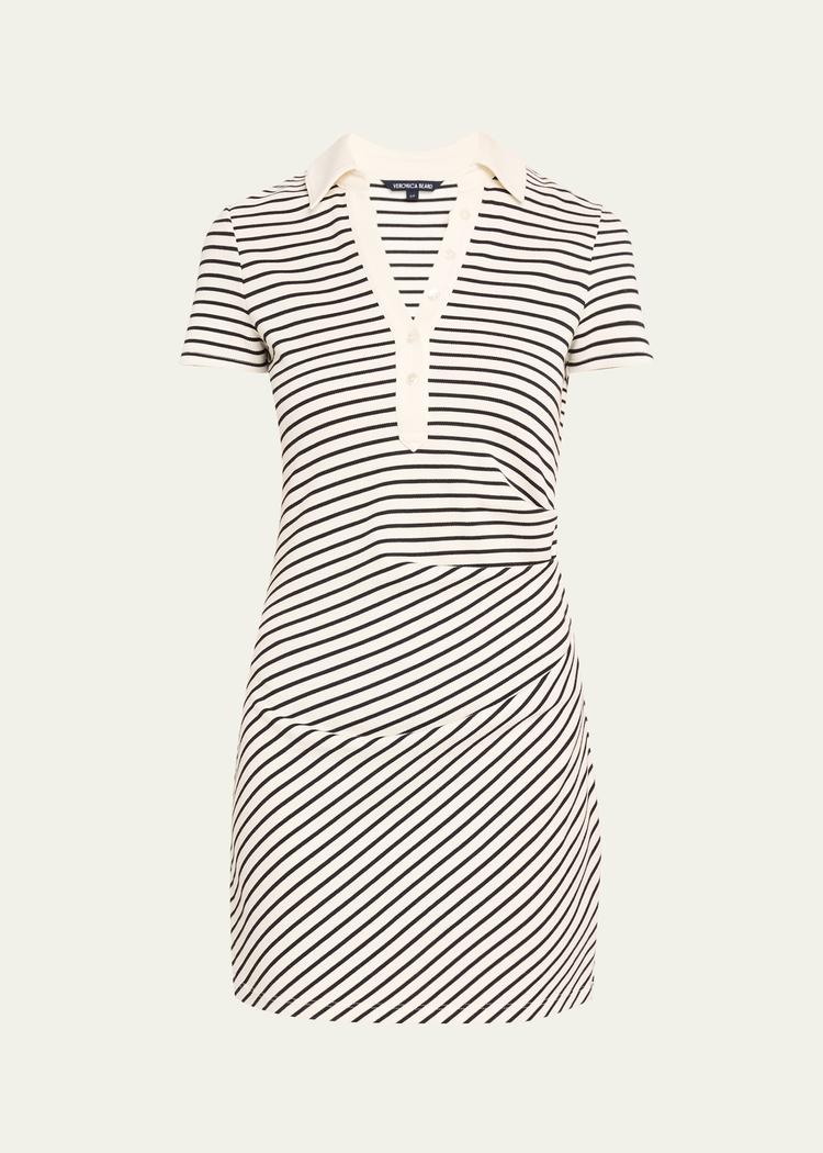 lanier stripe short-sleeve polo dress