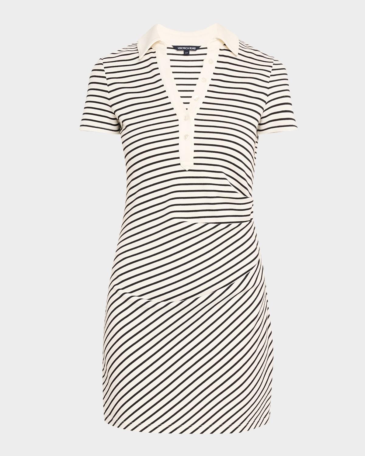 lanier stripe short-sleeve polo dress