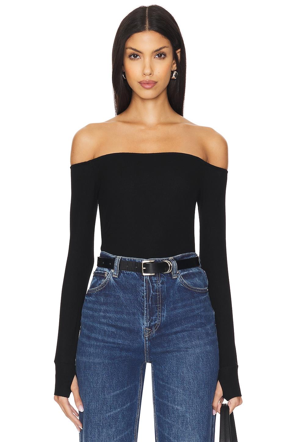 lanny off shoulder long sleeve top double layered top