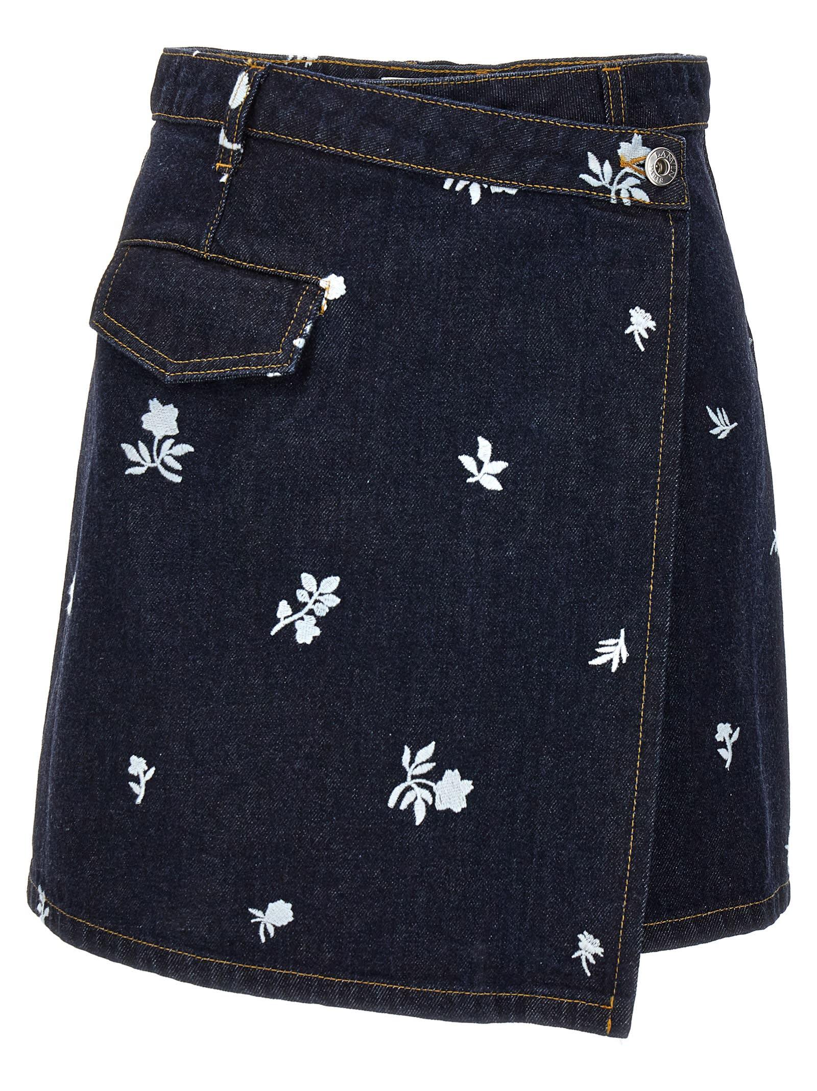 lanvin all-over embroidery skirt