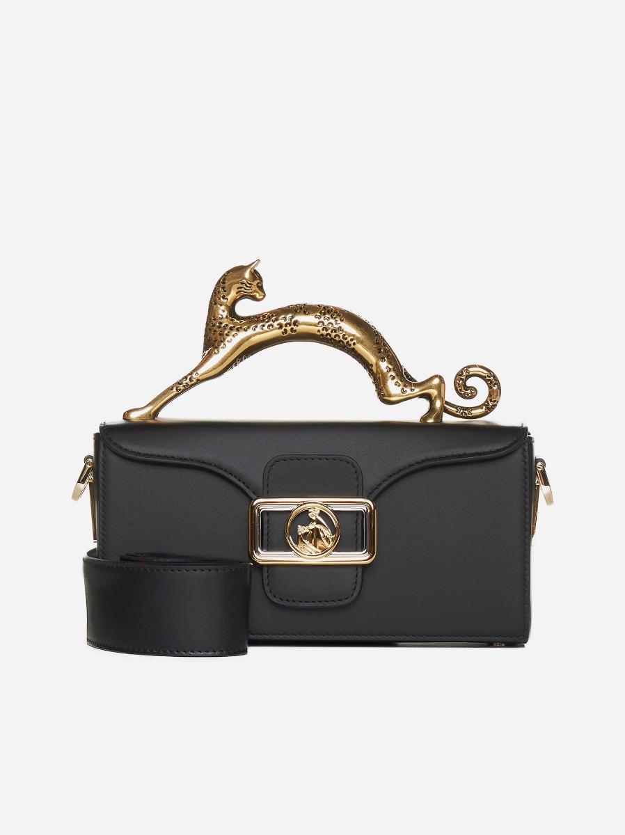 lanvin black nano pencil cat top handle bag