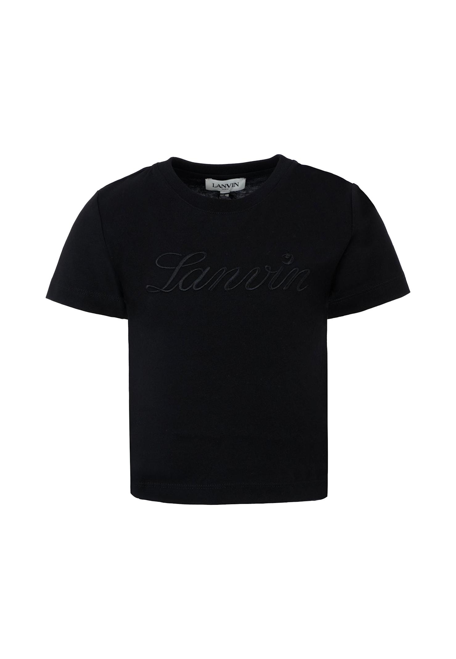 lanvin black t-shirt for girl with logo