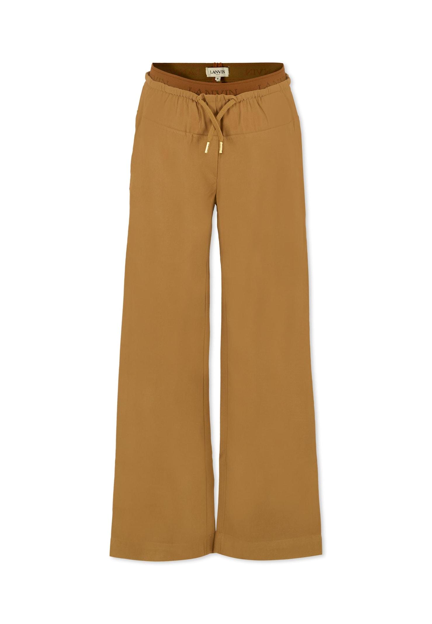lanvin brown trousers for girl with logo