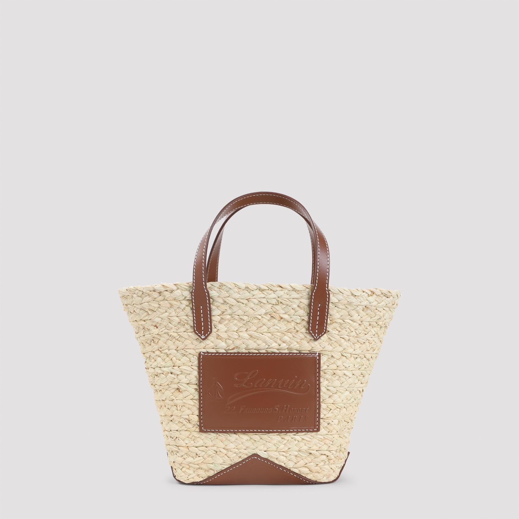 lanvin catch basket handbag by nude & neutrals straw calf leather bag - women