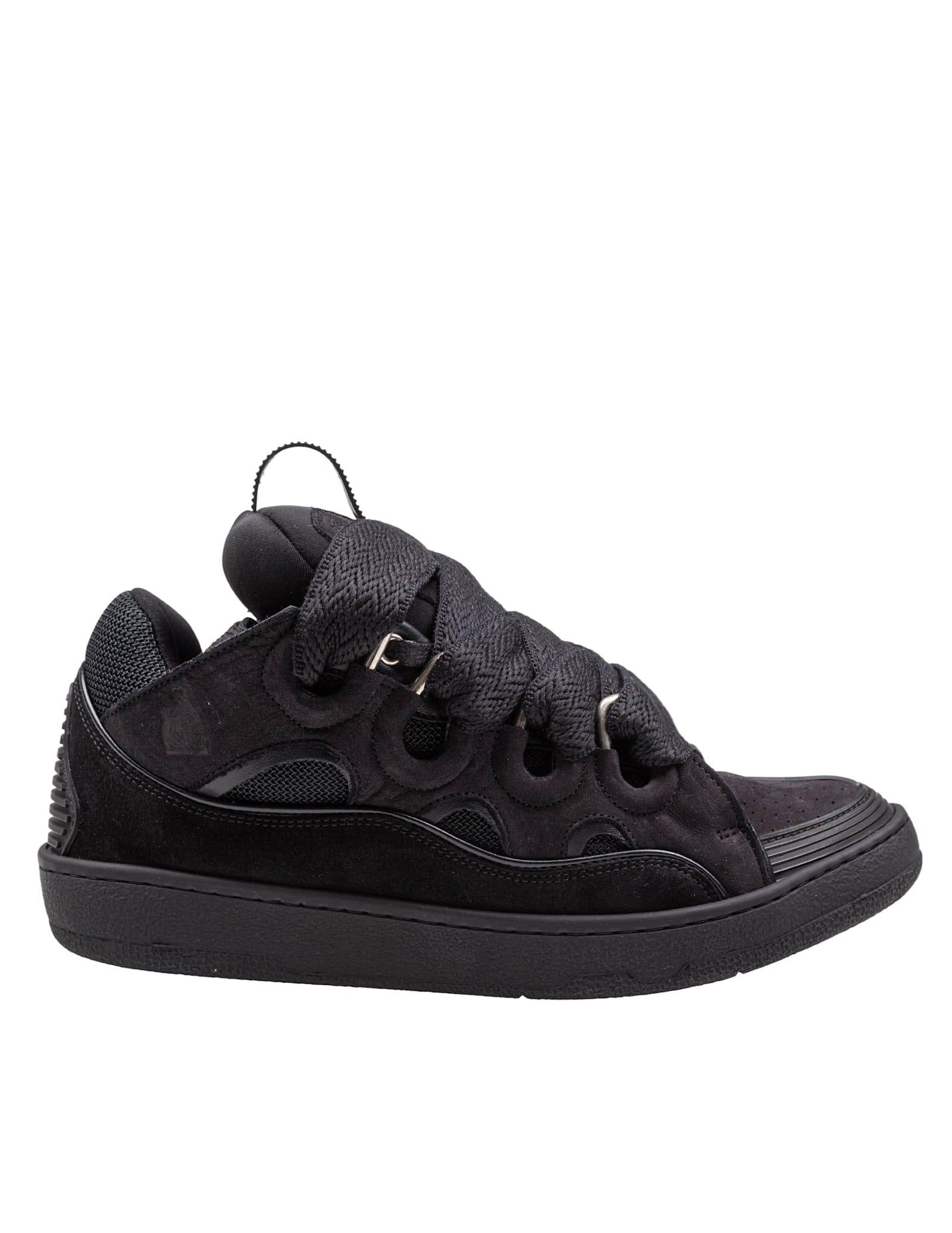 lanvin curb suede sneakers black color