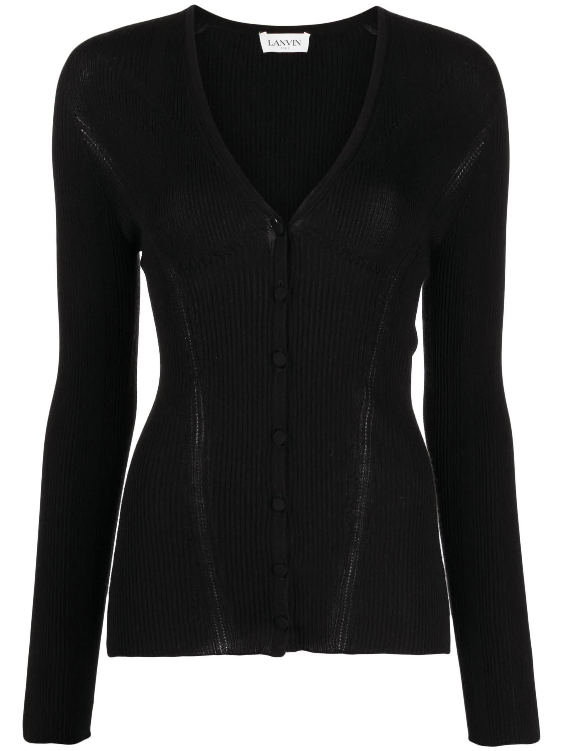 lanvin engineered cardigan black cashmere maglia - women