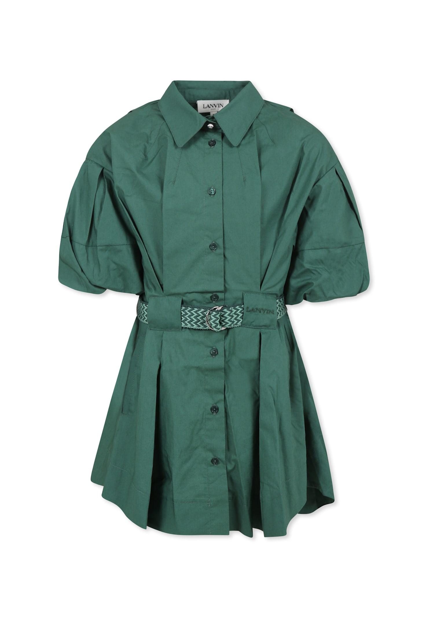 lanvin green dress for girl with logo