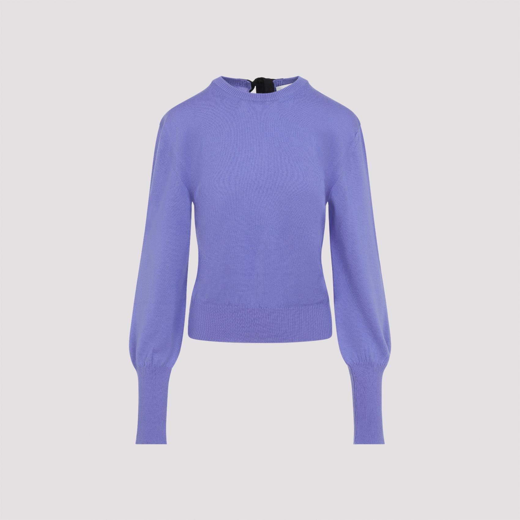 lanvin gros grain detail jumper blue wool polyamide viscose sweater - women