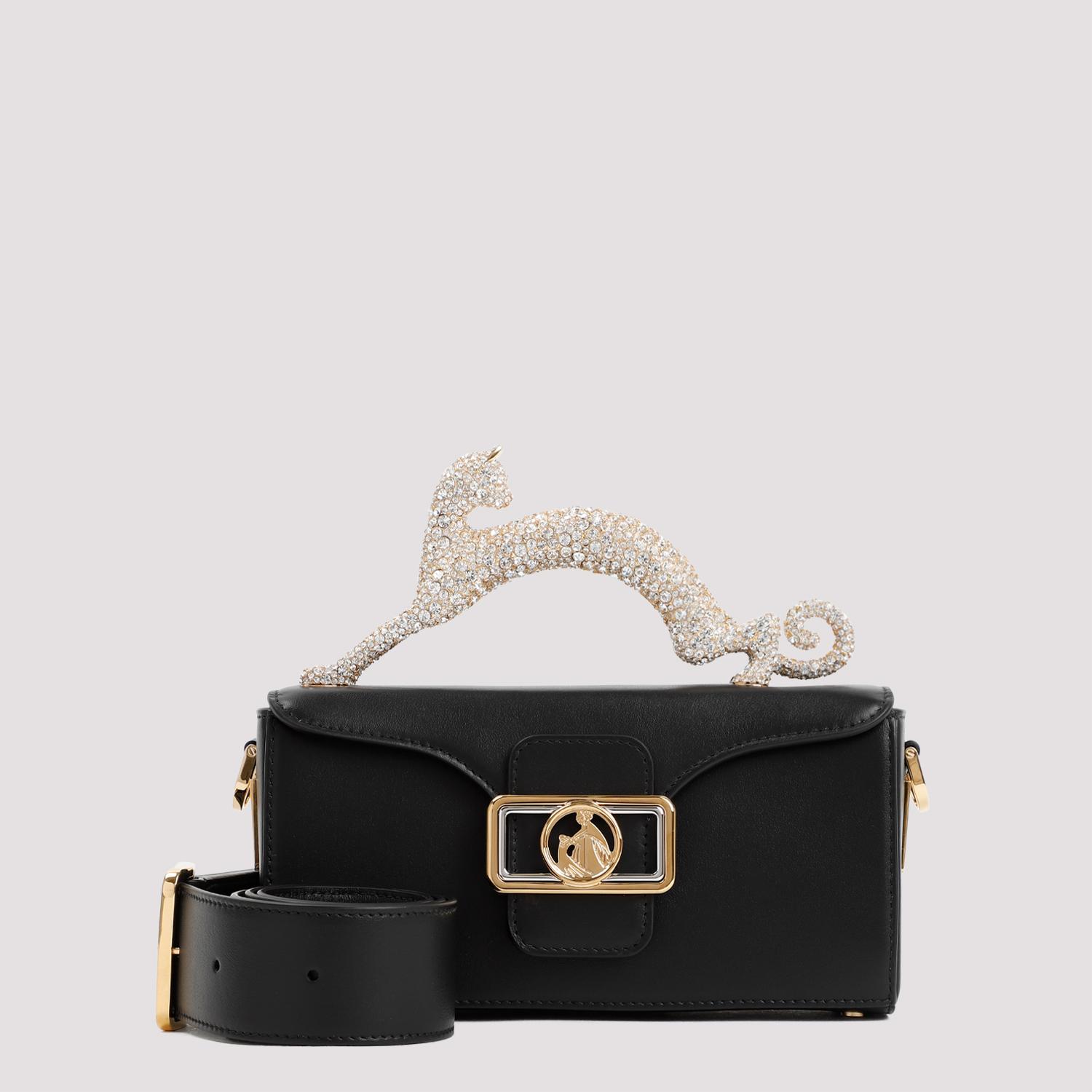 lanvin nano pencil cat strass bag black calf leather - women