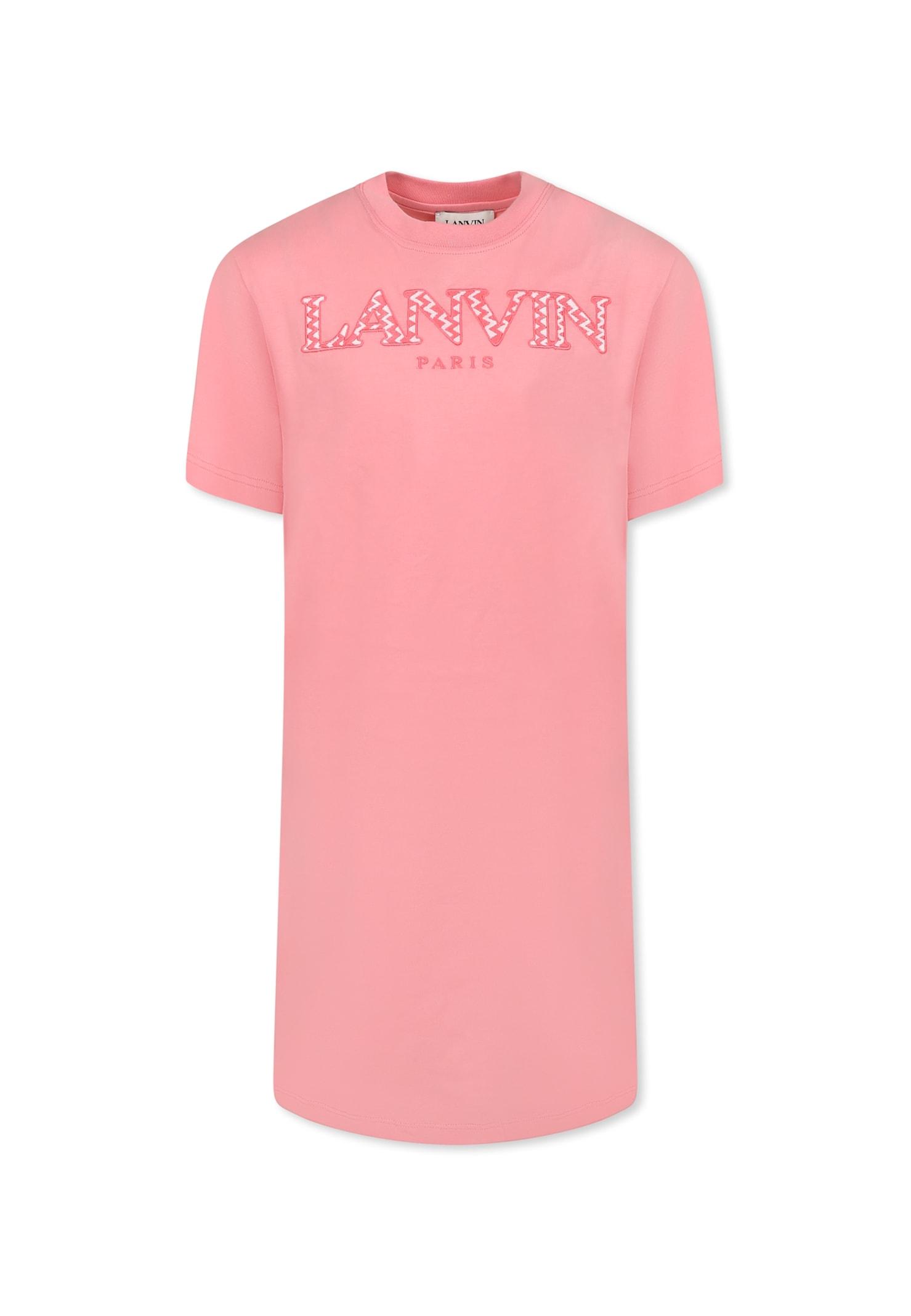 lanvin pink dress for girl with logo