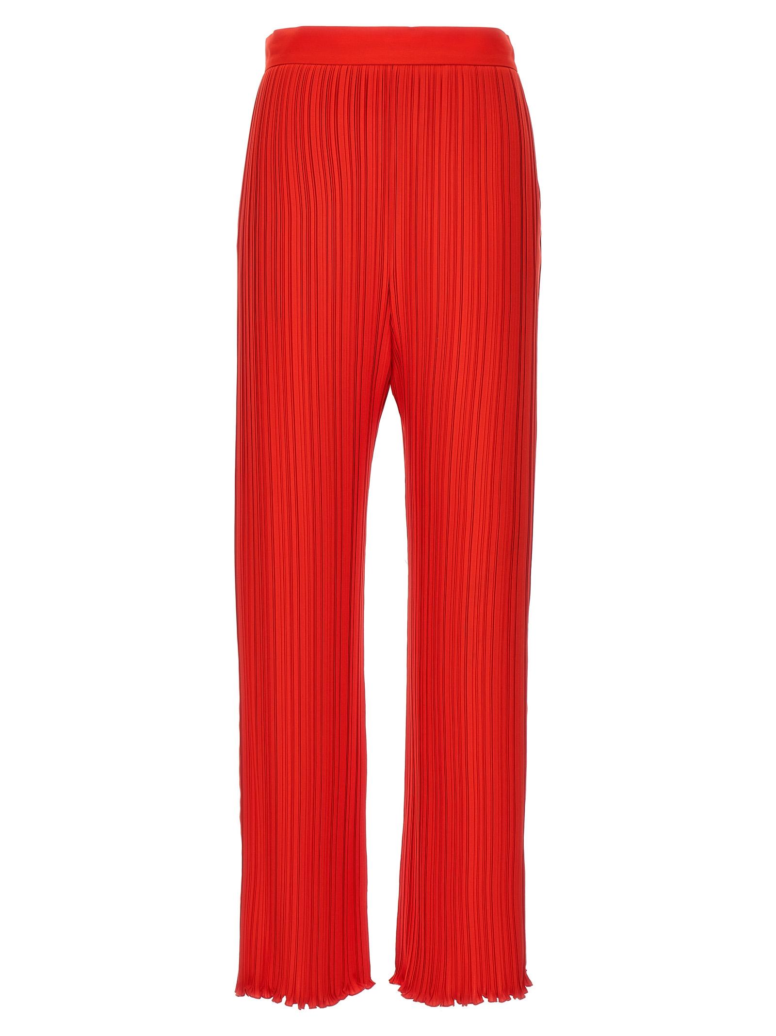 lanvin pleated pants red polyester - women
