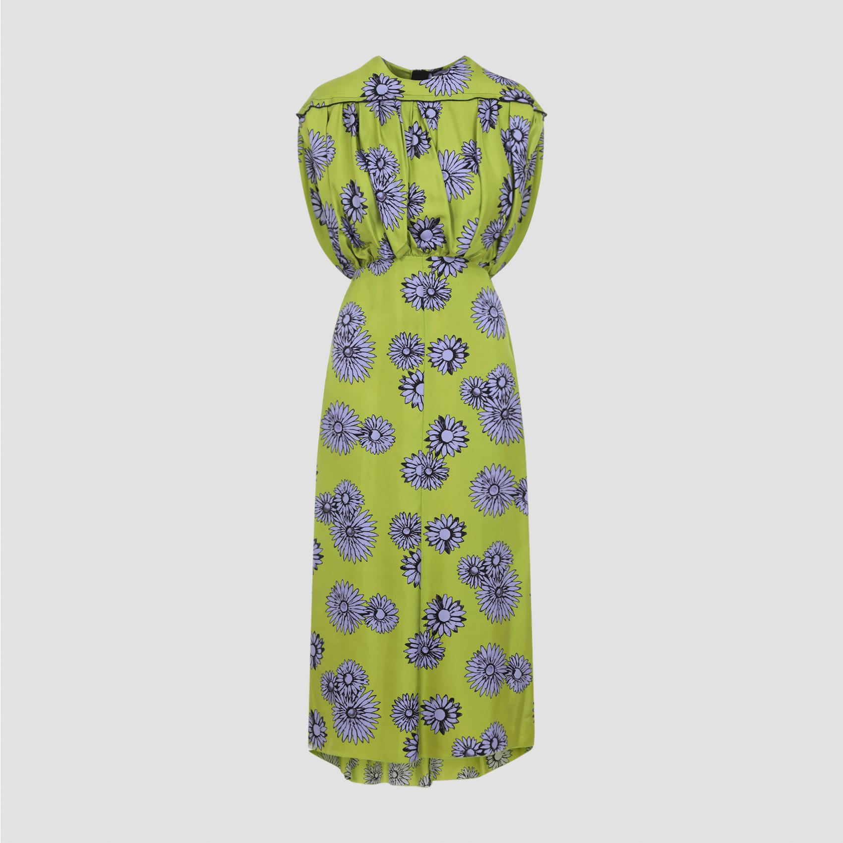 lanvin printed draped top dress green silk - women