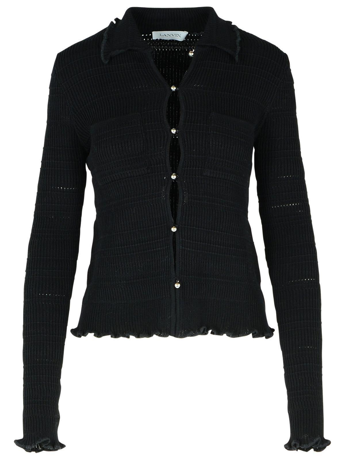 lanvin ribbed buttoned cardigan