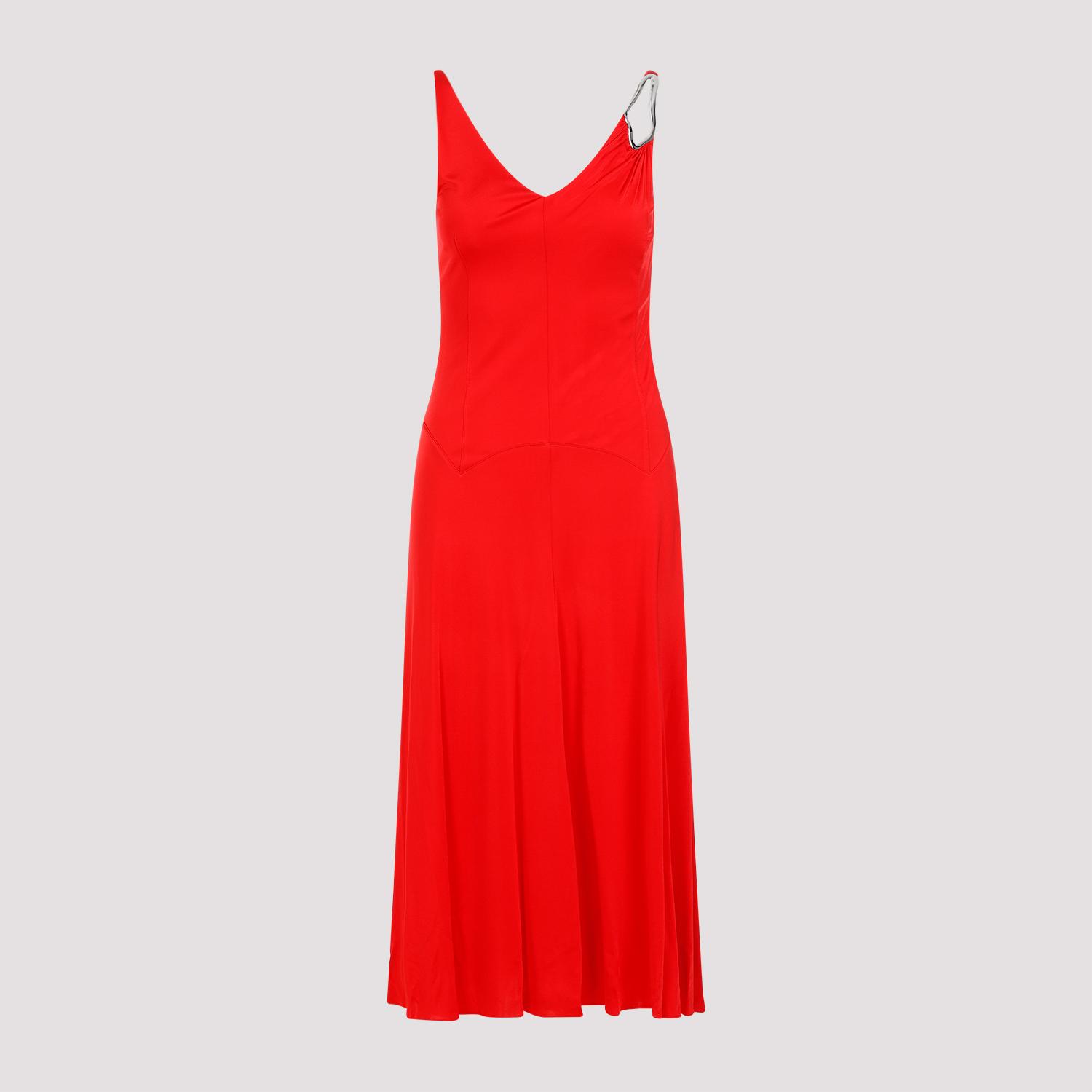 lanvin sleeveless a-line midi dress red viscose - women