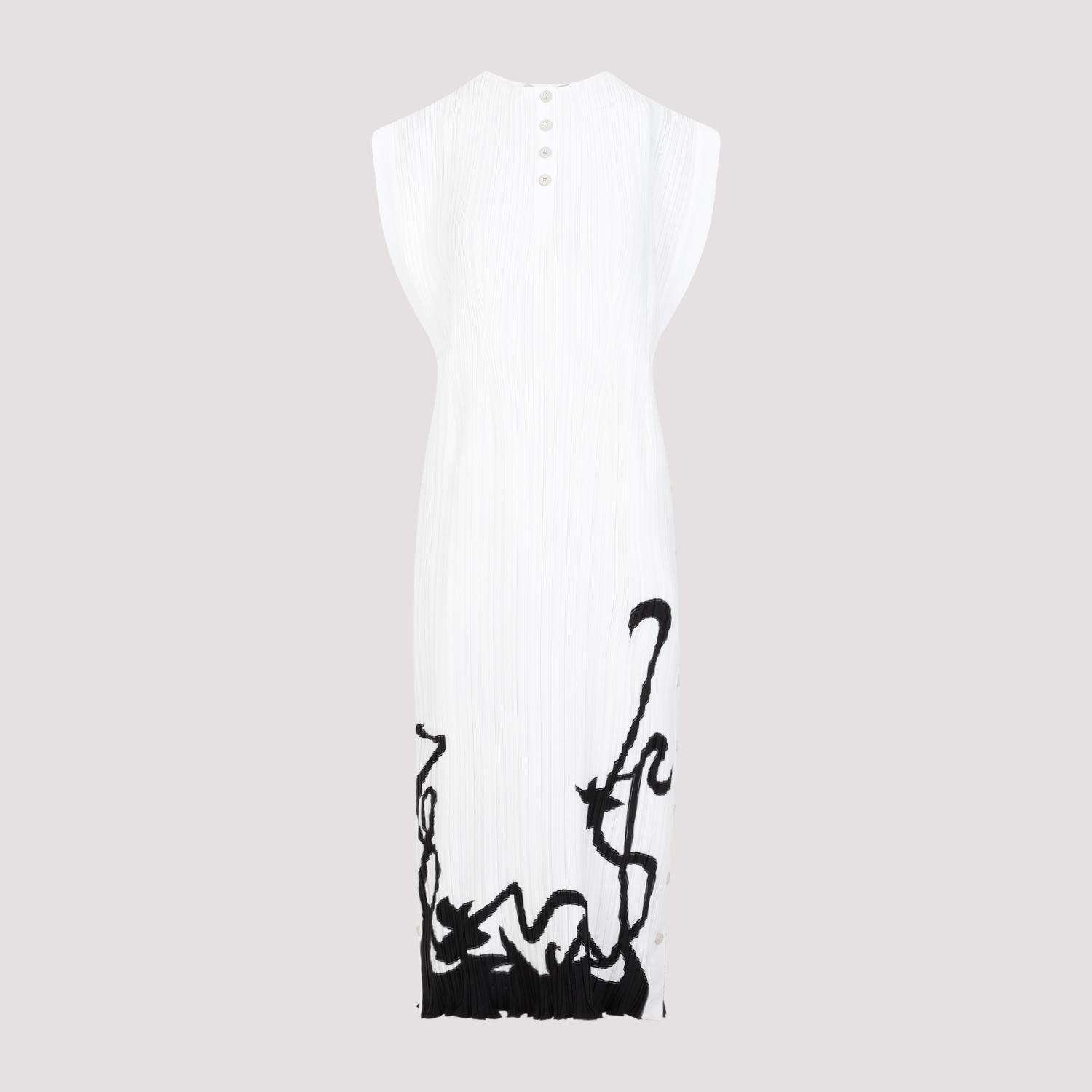 lanvin sleeveless pleated midi dress white polyester - women