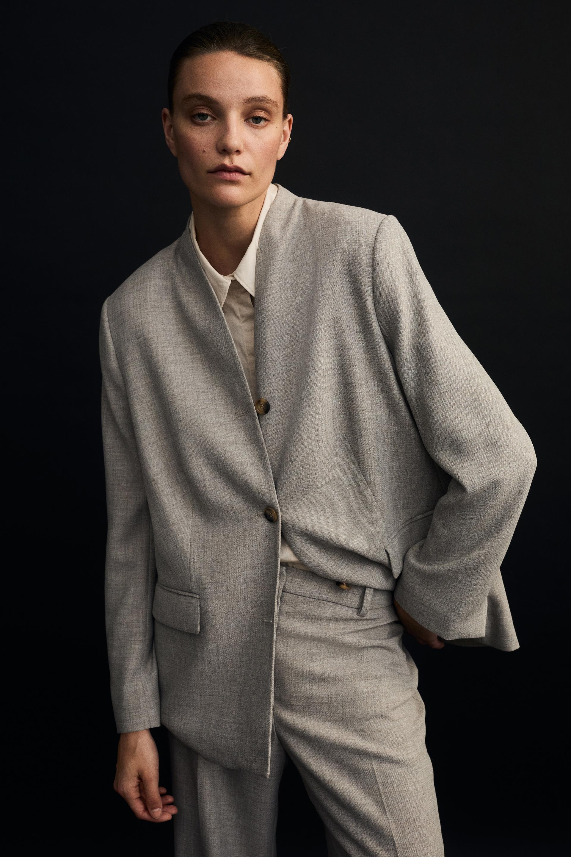 lapelless blazer
