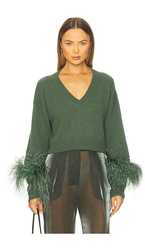 lapointe cashmere cropped v neck sweater in green.