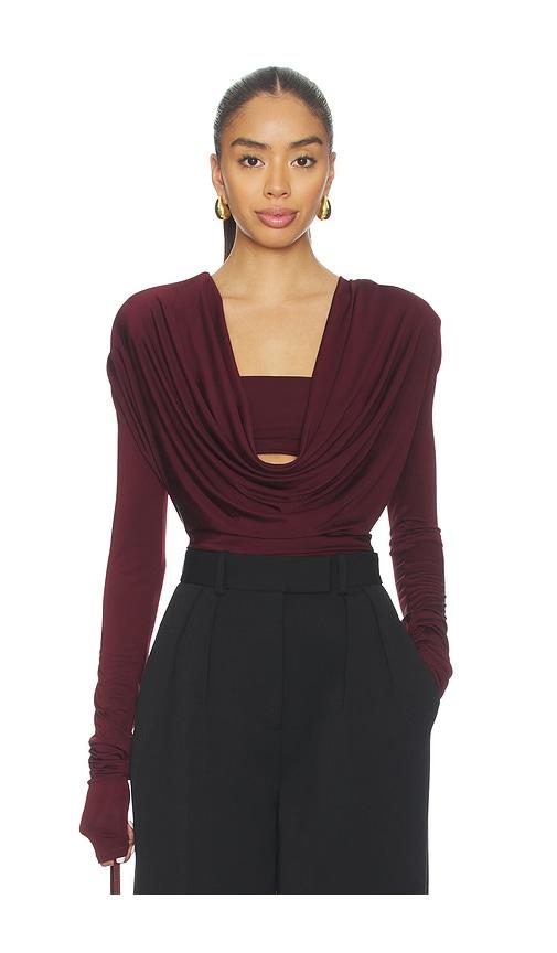 lapointe cowl neck bandeau top in red.