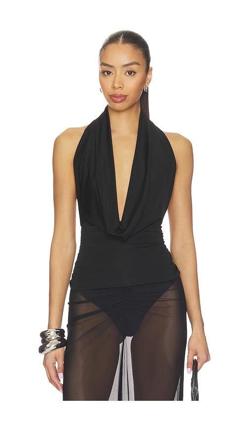 lapointe cowl neck top in black.