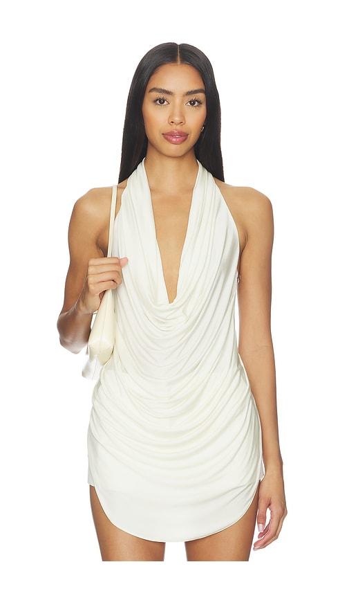 lapointe draped cowl neck top in cream.