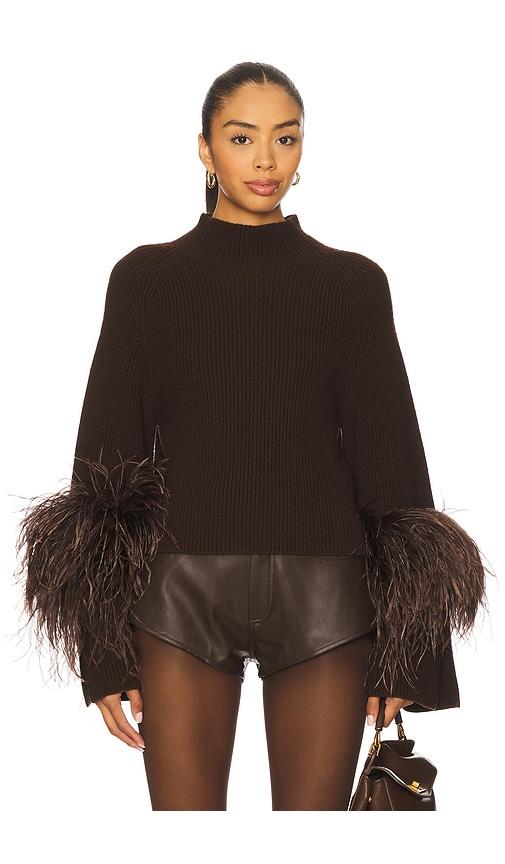 lapointe merino mock neck sweater in dark brown.