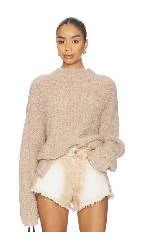 lapointe oversized crew neck sweater in beige.