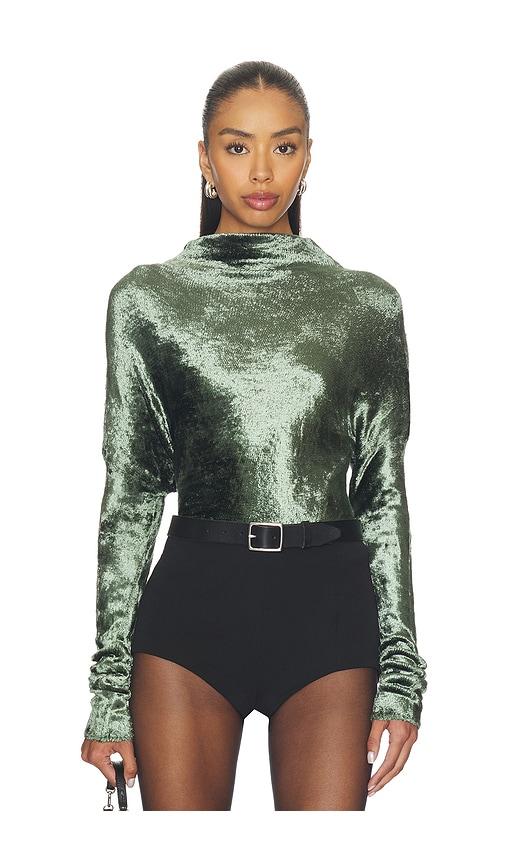 lapointe velvet dolman top in green.