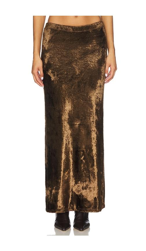 lapointe velvet skirt in brown.