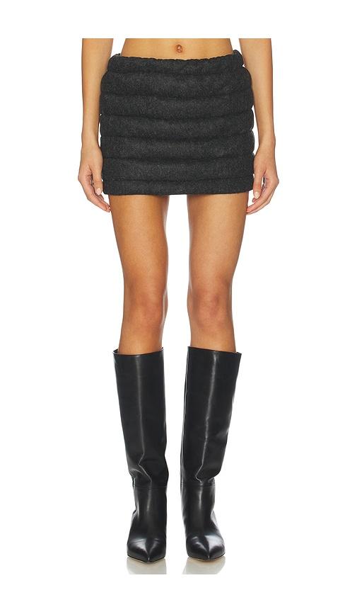 laquan smith low rise mini skirt in grey.