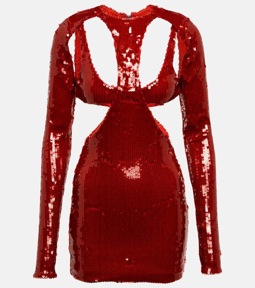 laquan smith sequined cutout minidress