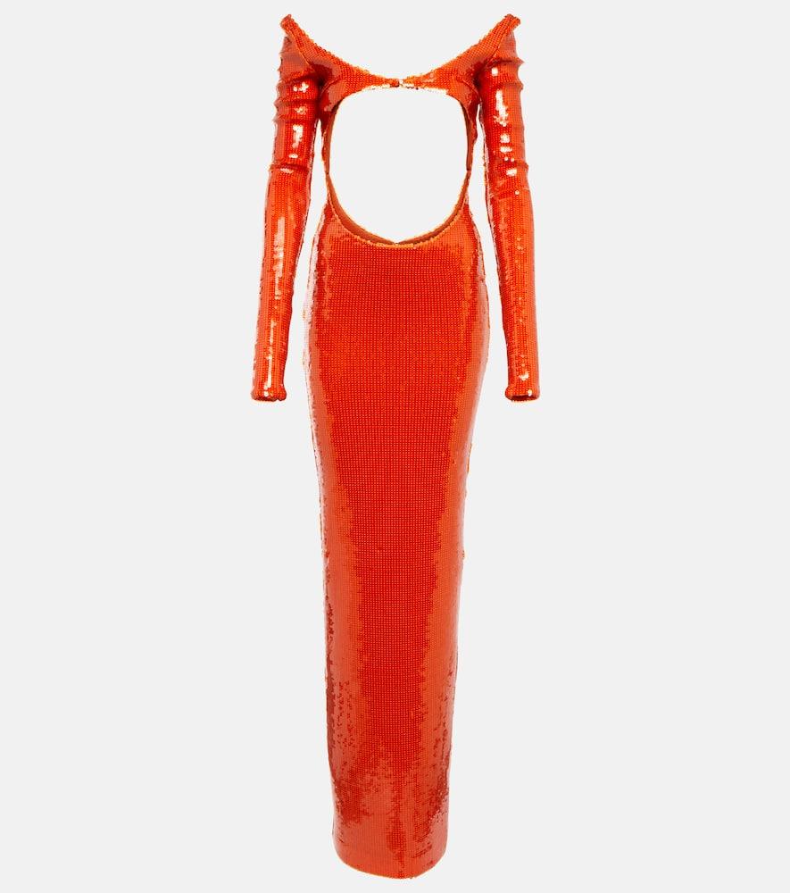 laquan smith sequined cutout off