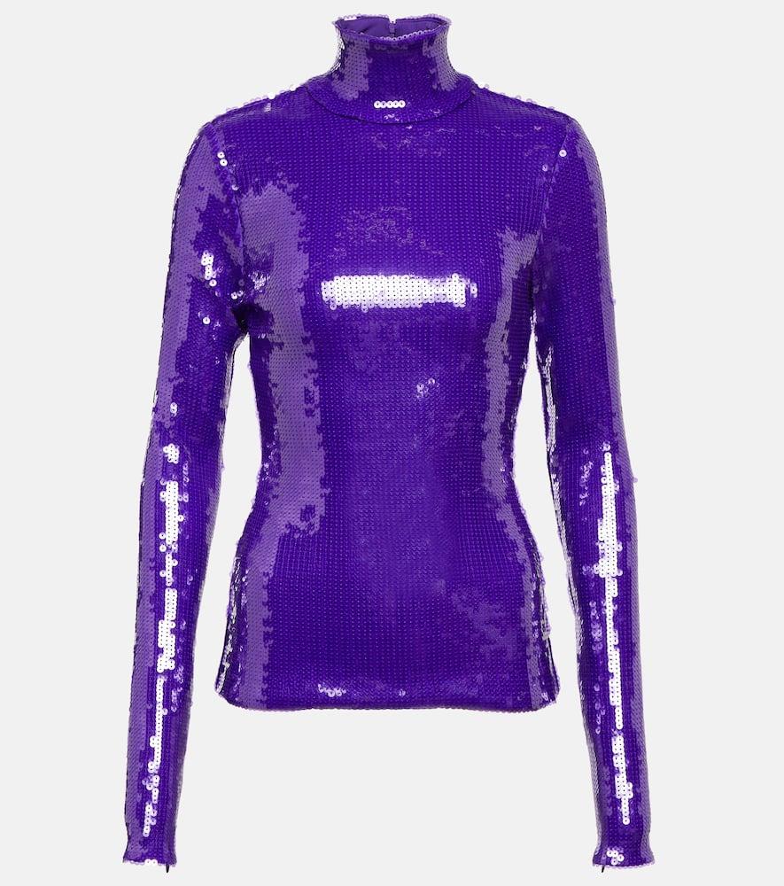 laquan smith sequined turtleneck top