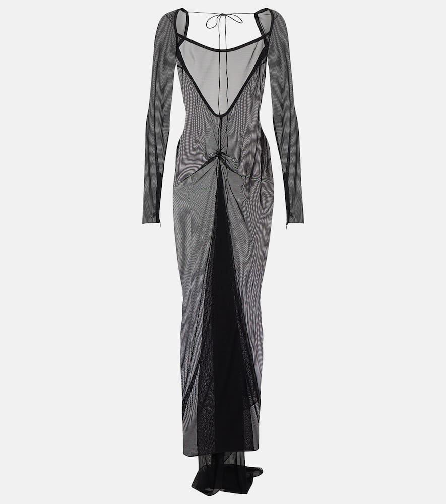 laquan smith sheer mesh gown