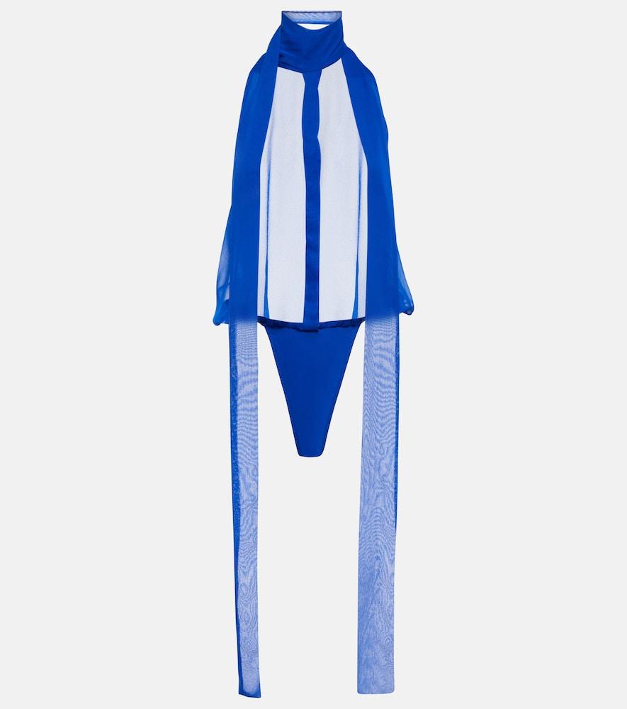 laquan smith tie-neck bodysuit