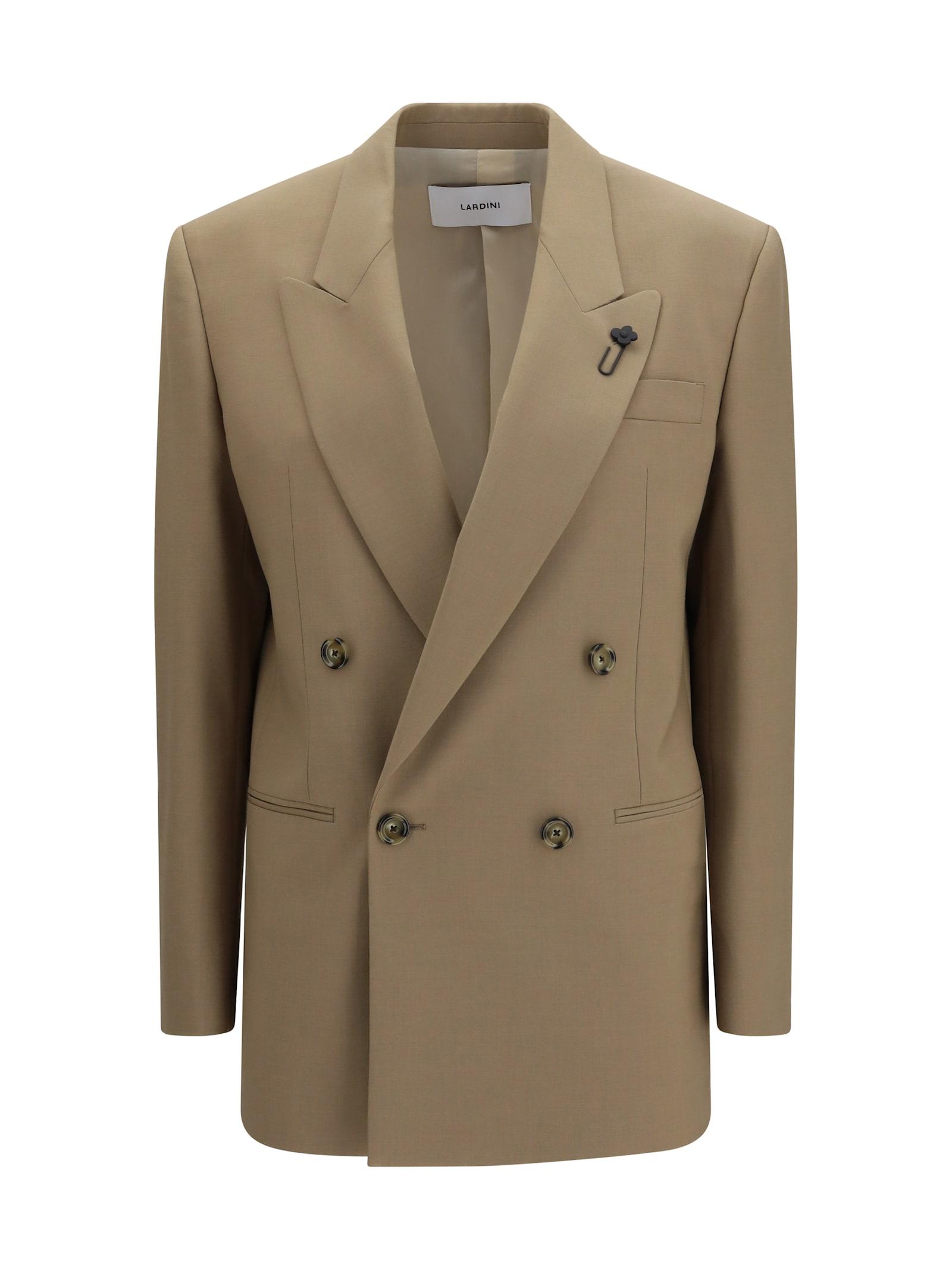 lardini double-breasted stretch wool blend blazer