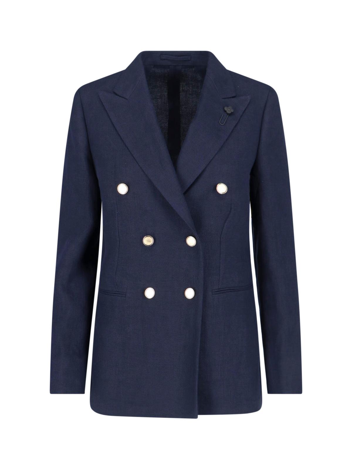 lardini jackets blue linen - women