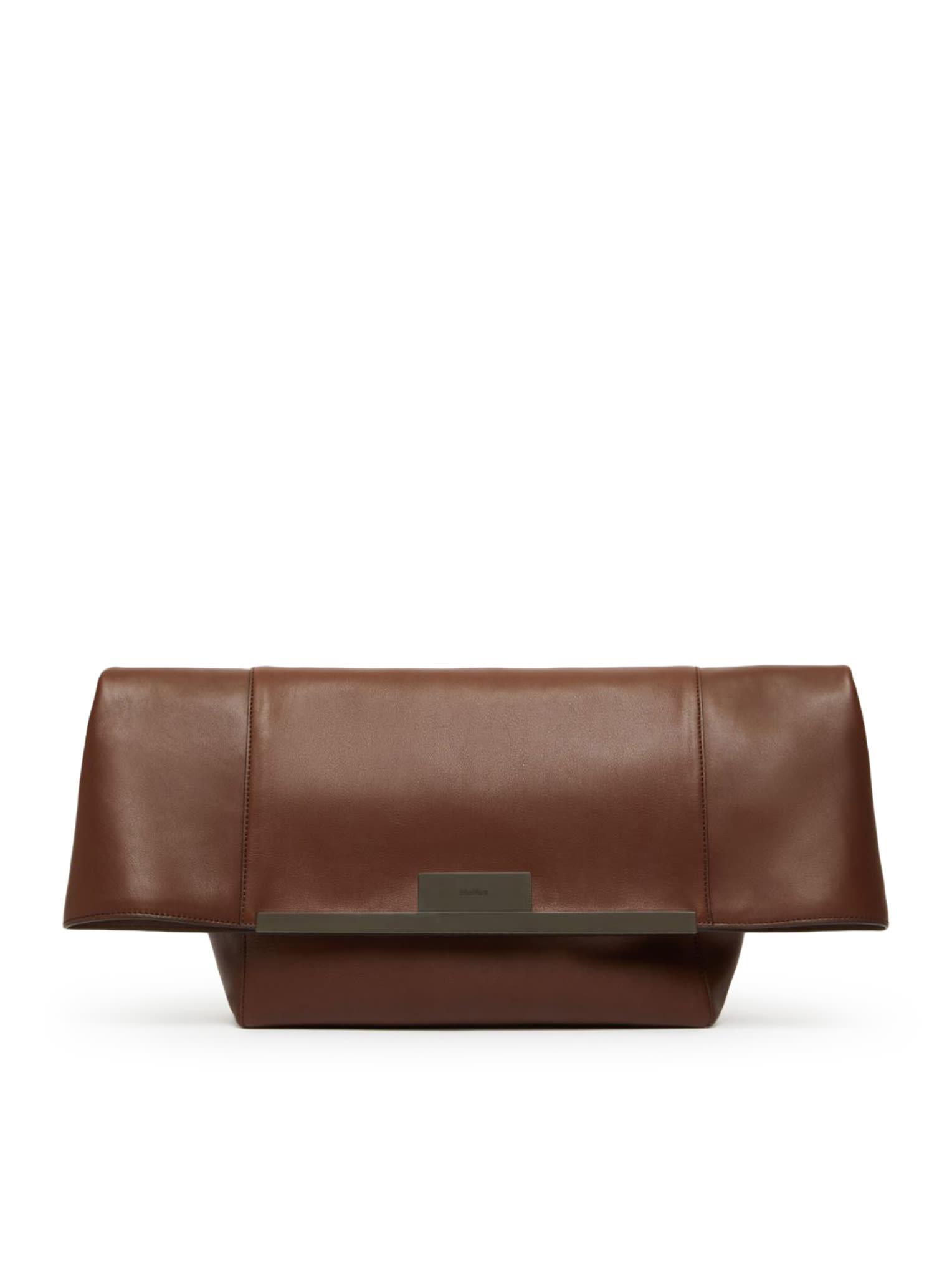 large clutch in natural leather max mara
