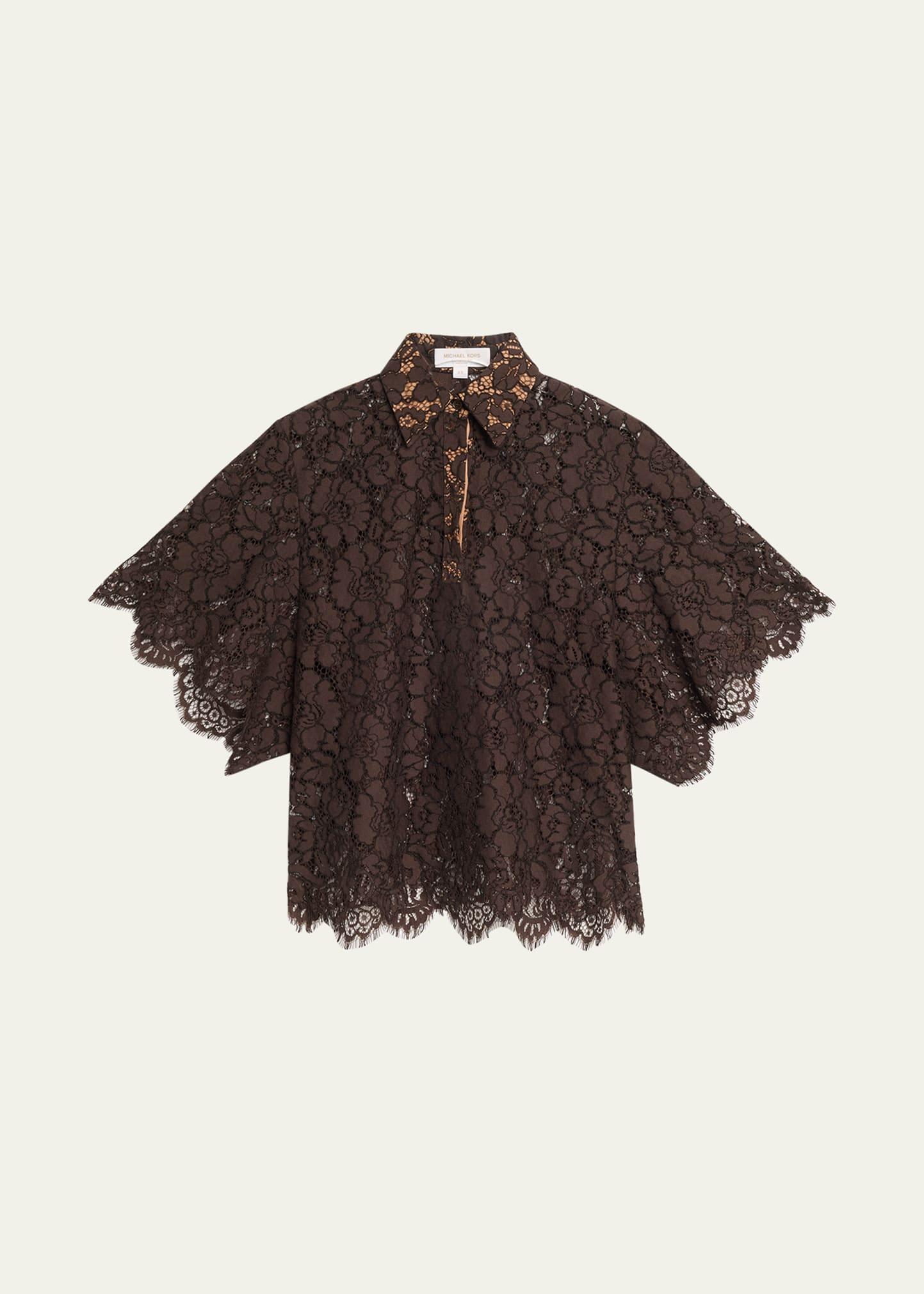large floral lace collared shirt