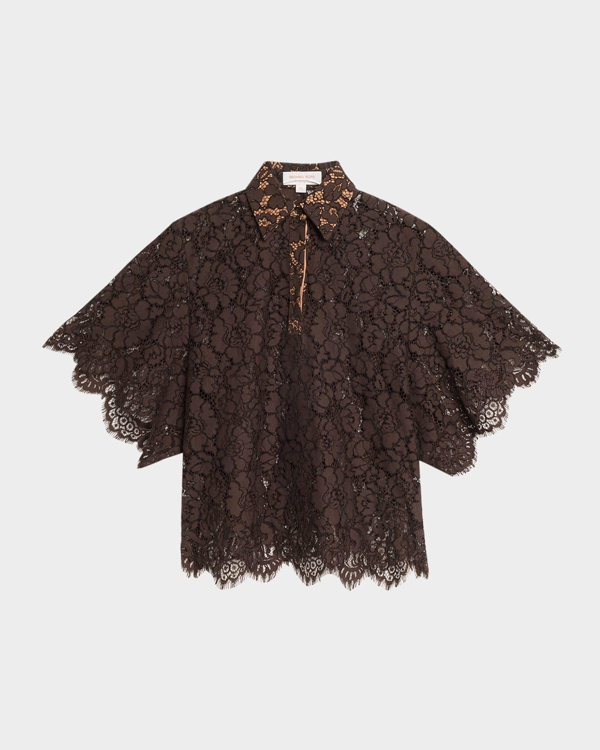 large floral lace collared shirt