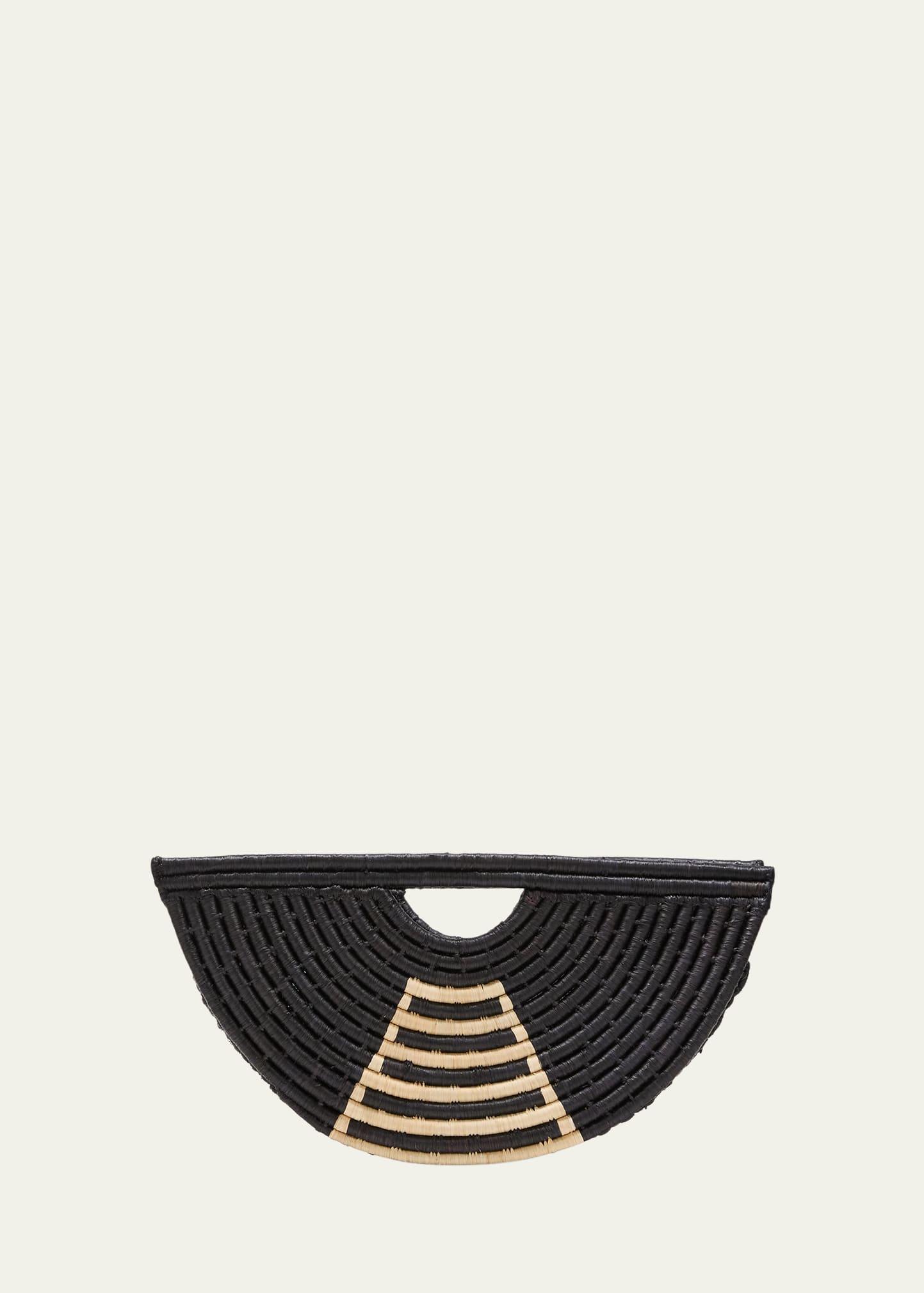 large half moon raffia top-handle bag