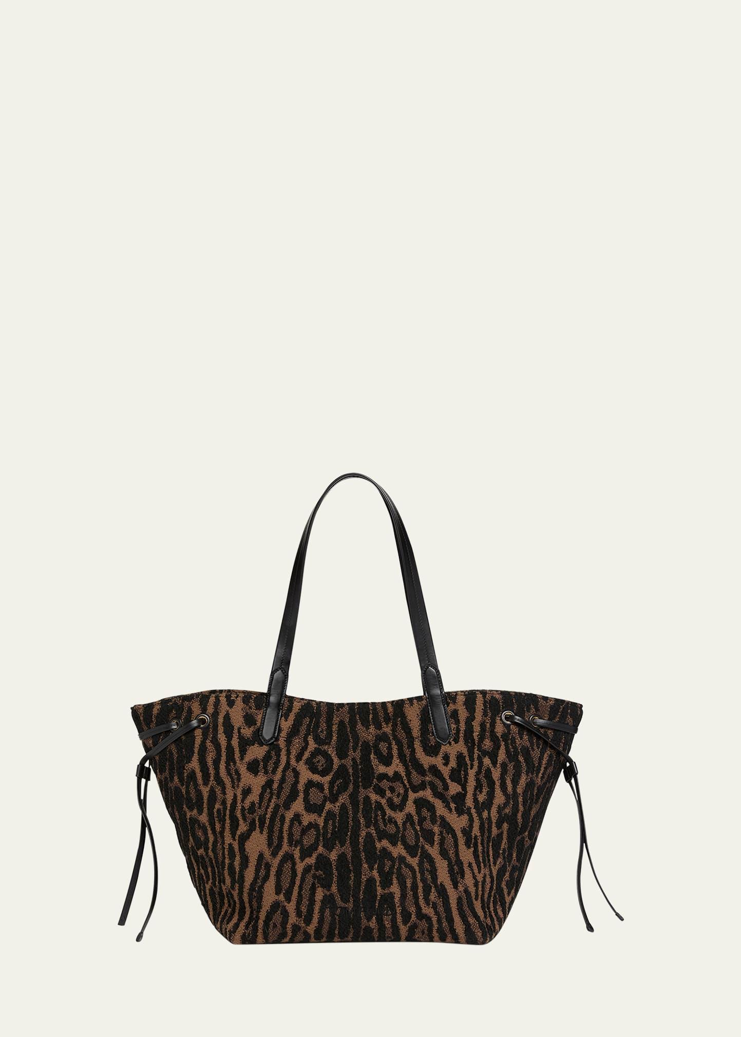 large tote bag in ocelot jacquard