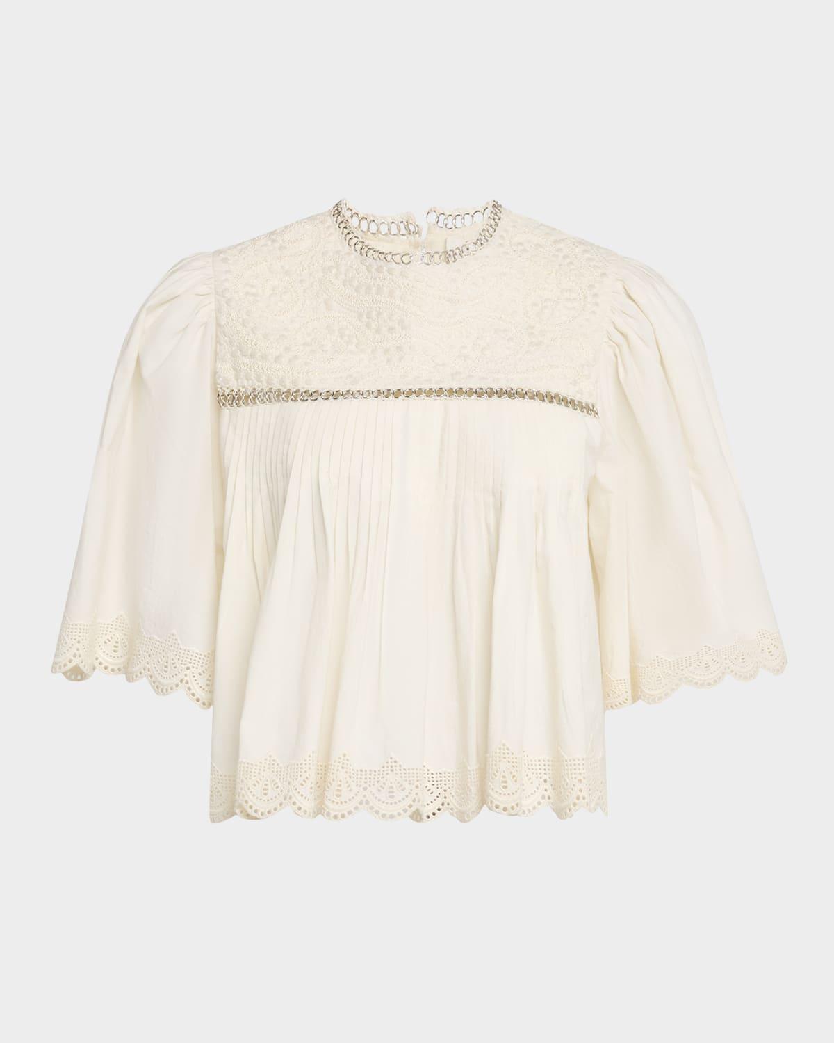 larissa embroidered short-sleeve crop top
